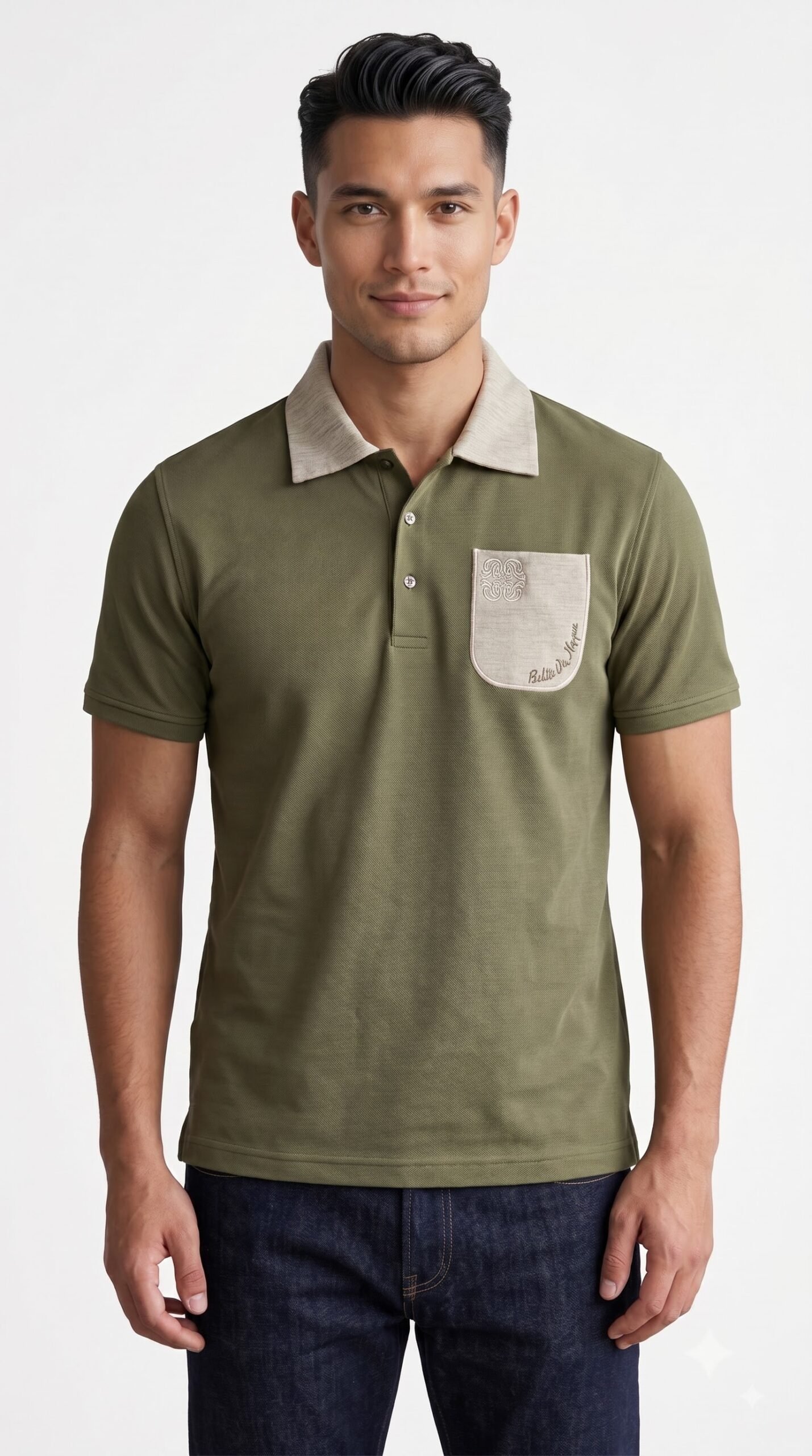 Make_model_more_handsome_2K_202608050017 Men's 100% Cotton Solid Polo T-Shirt - Regular Fit - Image 1