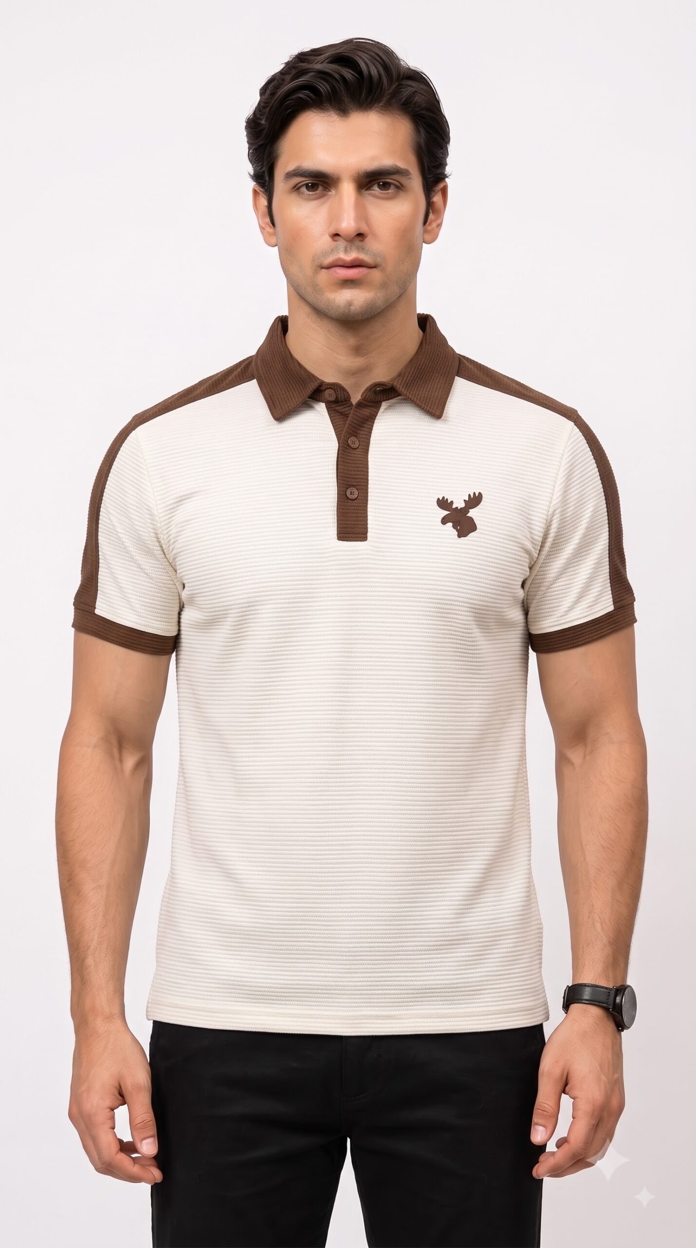 Model_wearing_garment_studio_shot_202608131803 (1) Men's Slim Fit Premium High-End Pique in Superior Cotton Cut - Image 1