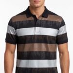 Men's Multi-Color Textured Striped Polo T-Shirt