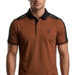 Men's Brown Textured Polo Shirt, 100% Cotton Flat Knit, Regular Fit