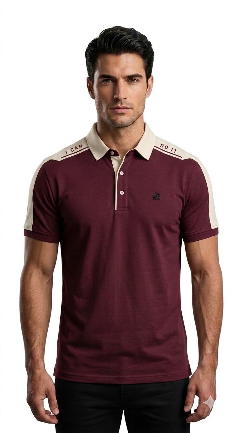 Swap_cream_and_violet_colors_202608110019 Polo T Shirt for Men || T Shirt for Man || Collar T Shirt Style - Image 1